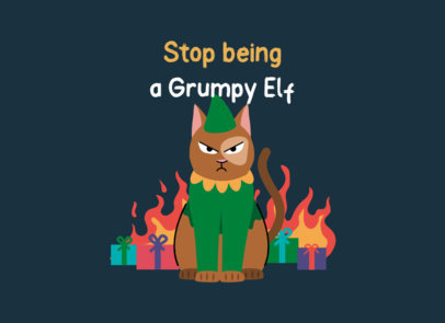 Greeting Card Design Template Featuring a Grumpy Cat Graphic With Burned Xmas Gifts 4907g