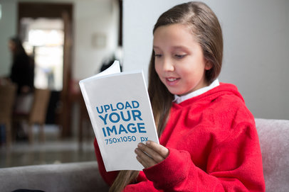Girl Reading a Book Mockup while her Mom is Around a19095