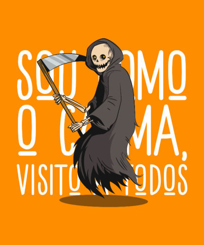 T-Shirt Design Generator With a Funny Grim Reaper Illustration Over a Large Quote