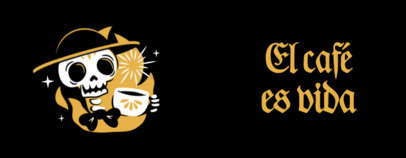 Mug Design Maker Featuring a Skeleton Drinking a Cup of Coffee for Dia de Los Muertos