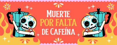 Colorful Mug Design Template for Dia de Los Muertos with Illustrated Skeletons Graphics