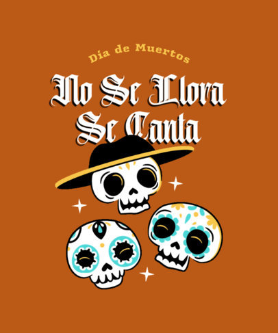 Dia de Muertos T-Shirt Design Maker Featuring Some Traditional Skulls and a Quote 4861h-4781