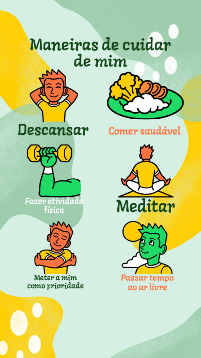 Self-Care Instagram Story Maker With Illustrations of Healthy Habits 5350b