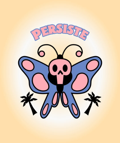 T-Shirt Design Template Featuring an Illustrated Butterfly