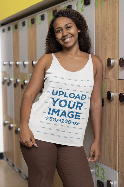 Bella Canvas Tank Top Mockup Featuring a Happy Woman With Afro Hairstyle