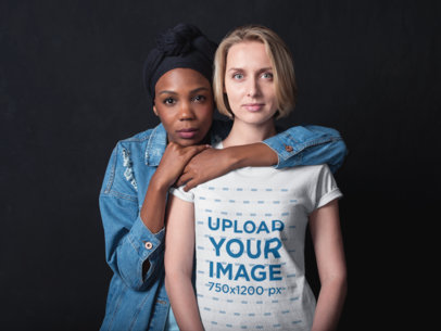 LGBT Mockup of a Woman Wearing a T-Shirt with Her Girlfriend