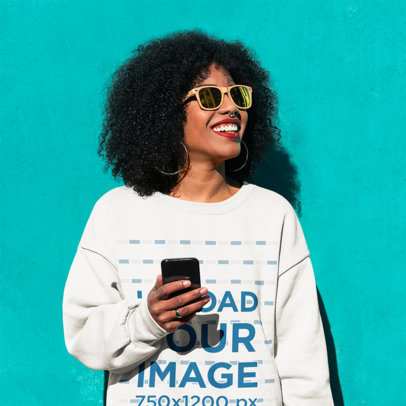 Sweatshirt Mockup of a Woman with Afro Hairstyle Wearing Sunglasses m13040 r-el2