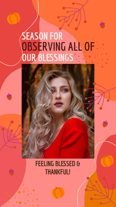 Thanksgiving-Themed Instagram Story Creator with Illustrated Pumpkins in the Background