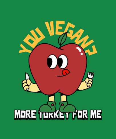 Illustrated T-Shirt Design Template Featuring an Apple With Its Tongue Out 4920g