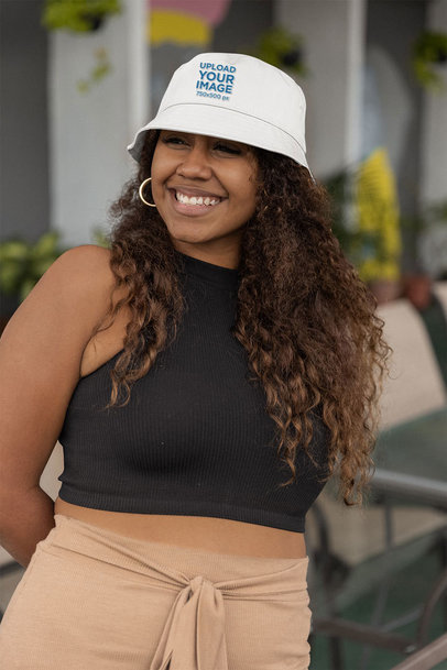 Mockup of a Woman Wearing a Cool Embroidered Hat 