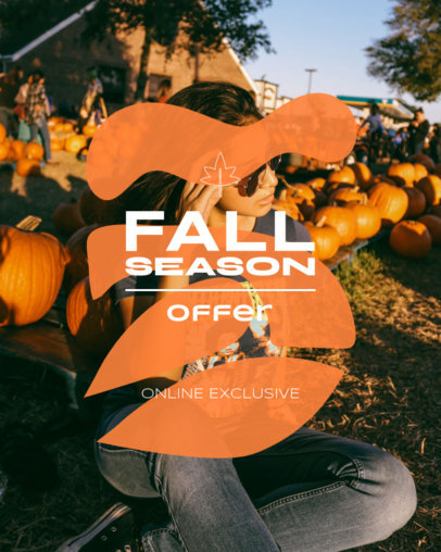 Instagram Post Generator for a Fall Season Sale Featuring Some Colorful Pumpkins in the Background 4927a