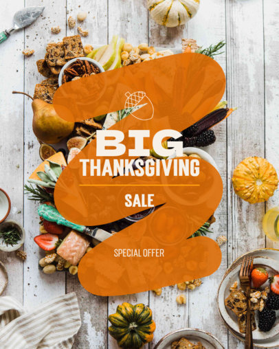 Autumn-Themed Instagram Post Maker Featuring a Big Thanksgiving Sale With Some Festive Elements in the Background 4927c