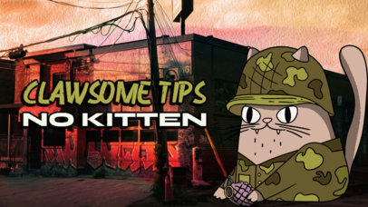 Stray-Inspired Theme YouTube Thumbnail Template Featuring a Cat Graphic 4296-4933a