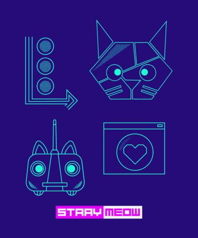 T-Shirt Design Maker Inspired by Stray Featuring a Cat Graphic