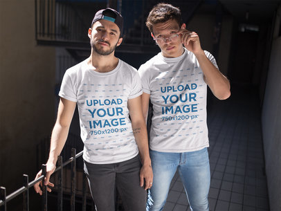 Gay Pride Shirts Template of a Gay Couple Wearing T-Shirts Under the Sun
