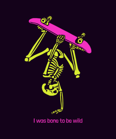 Halloween-Themed T-Shirt Design Creator Featuring a Skater Skeleton Graphic and a Quote