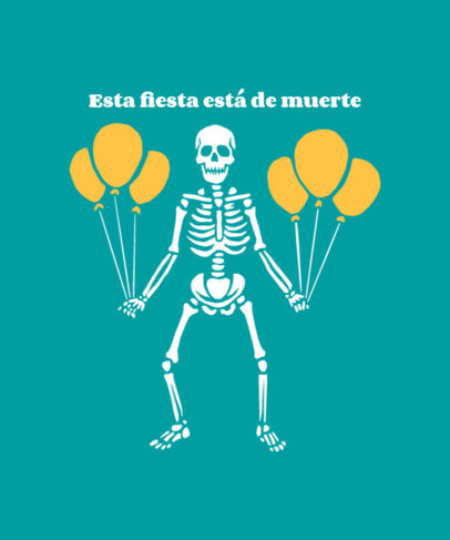 Cool T-Shirt Design Template Featuring a Funny Skeleton Graphic for Halloween