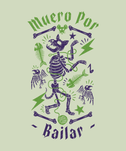 Halloween-Themed T-Shirt Design Maker with Different Pet Skeletons and a Funny Quote