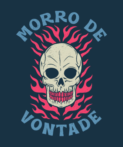 Spooky T-Shirt Design Generator Featuring a Skull with Flames Around It