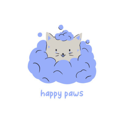Pet Grooming Store Logo Maker Featuring a Smiling Kitten Graphic