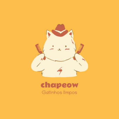 Logo Creator for Pet Grooming Services Featuring a Cat Illustration