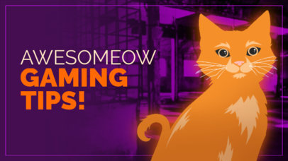 YouTube Thumbnail Template Featuring a Cat Graphic Inspired by the Video Game Stray 4520j-4931