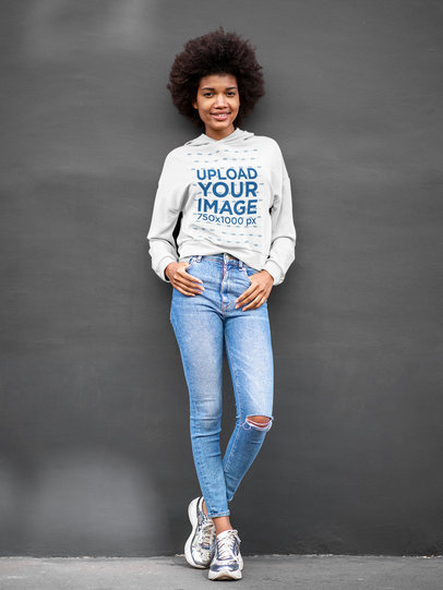 Pullover Hoodie Mockup of a Woman with an Afro Hairstyle 