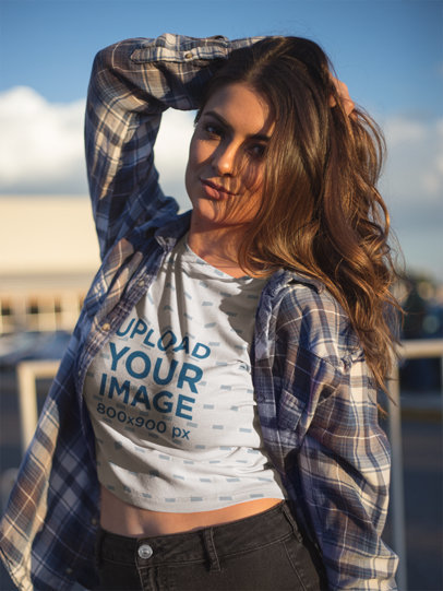 Mockup of a Badass Girl with a Crop Top 19438