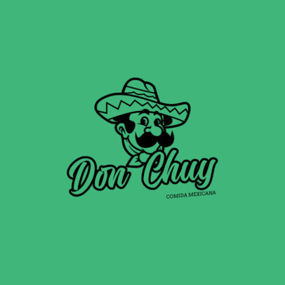 Logo Creator for a Mexican Food Restaurant Featuring a Character With a Sombrero