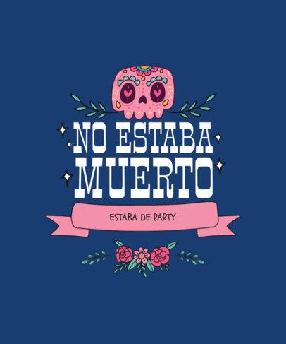 Day of the Dead-Themed T-Shirt Design Creator Featuring a Skull Graphic