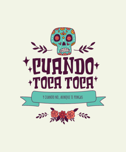 Colorful T-Shirt Design Template Featuring a Day of the Dead Theme