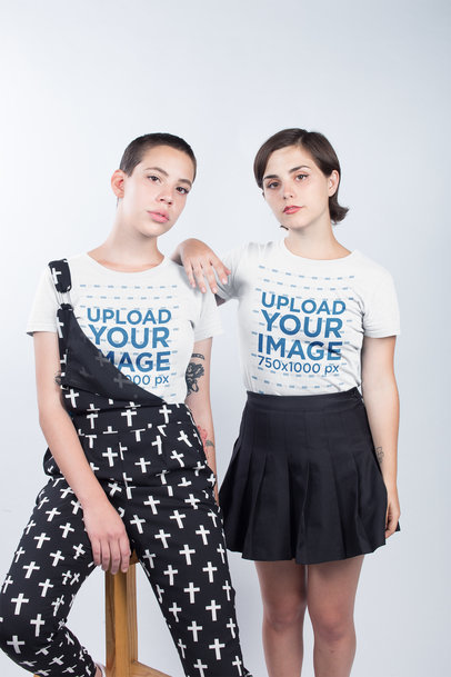 LGBT Mockup of a Couple Wearing T-Shirts