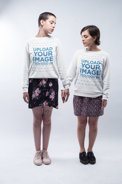 LGBT Pride Sweatshirt Mockup Featuring a Couple Holding Hands a19983