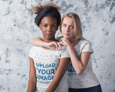 T-Shirt Mockup Featuring an LGBT Couple Hugging