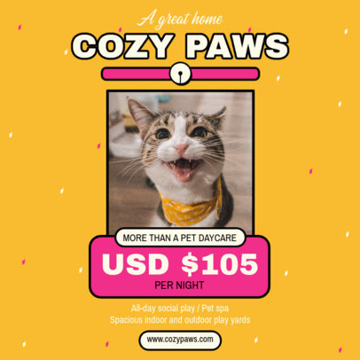 Pet Daycare Instagram Post Creator Featuring a Happy Cat