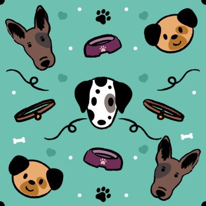 Print Pattern Template Featuring Dog Breed Illustrations 4951h