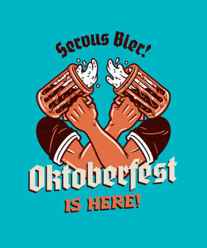 Oktoberfest-Themed T-Shirt Design Maker Two Hands With Beer Featuring Beer Mugs