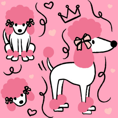 Dog-Themed Print Pattern Generator Featuring Illustrated Poodles 4951a
