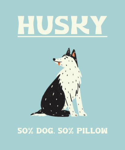 Dog-Themed T-Shirt Design Template Featuring a Husky Graphic