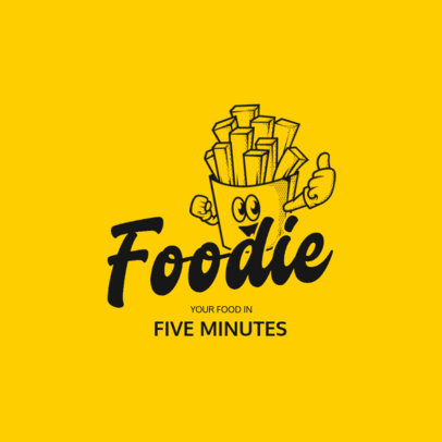 Logo Template Featuring a Fun French Fries Illustration