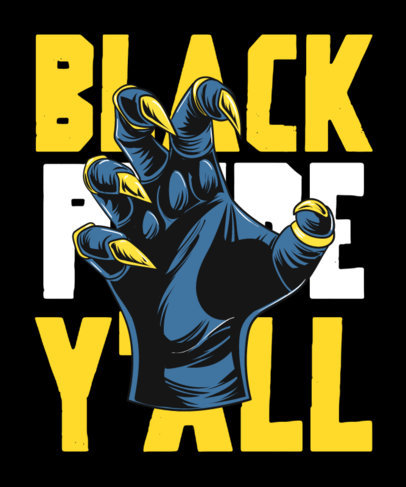 T-Shirt Design Template Featuring a Feline Hand Graphic Inspired by a Comic With a Black Pride Quote 4900-4953i