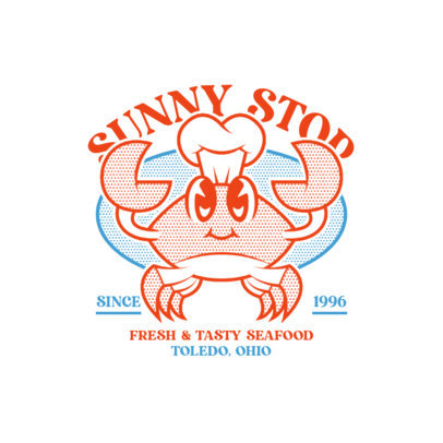 Seafood Restaurant Logo Creator with a Cute Vintage Crab Illustration