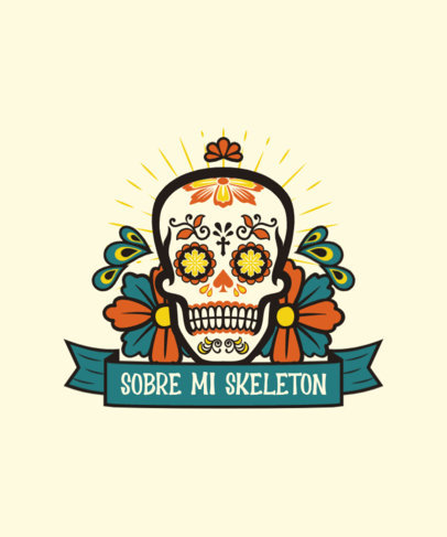 Dia de Muertos-Themed T-Shirt Design Creator with a Decorated Skull Illustration