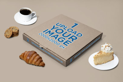 Pizza Box Mockup Featuring Exchangeable Dessert Graphics