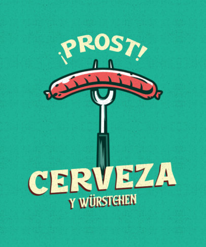 T-Shirt Design Template Featuring a Sausage Illustration for Oktoberfest