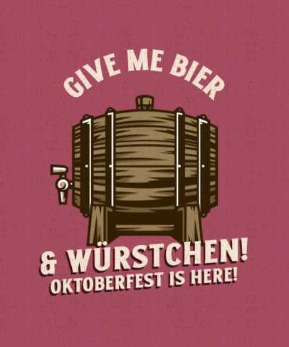 T-Shirt Design Template for an Oktoberfest Party with a Beer Barrel Illustration
