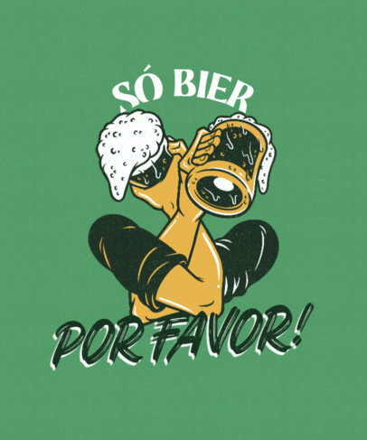 Holiday T-Shirt Design Template for Oktoberfest Featuring Beer Mug Graphics