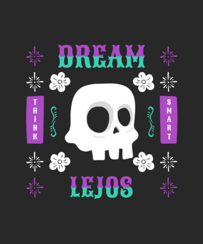 Day of the Dead-Themed T-Shirt Design Creator Featuring a Quote and a Skull Graphic