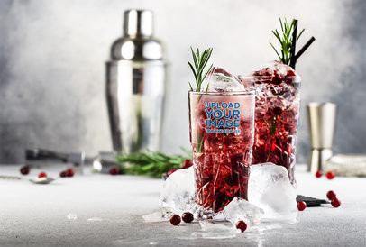 Mockup of a Cocktail Glass With Cranberry Juice Featuring a Christmas Setting m29869 r-el2