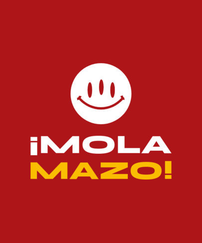 Quote T-Shirt Design Template Featuring a Spanish Slang and a Happy Face With Three Eyes 